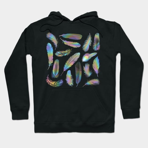 Iridescent Feathers Hoodie by dinaaaaaah